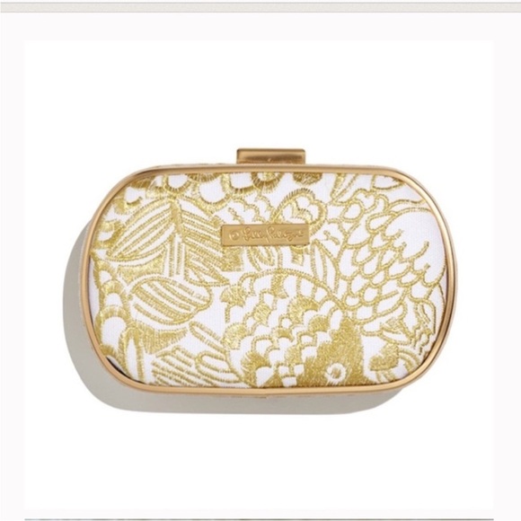 Vera Bradley Handbags - Lilly Pulitzer Vera Bradley Gold and White Clutch